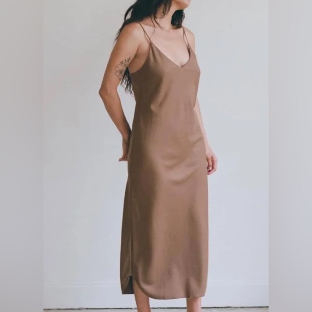 OZMA dusty rose linen slip dress
